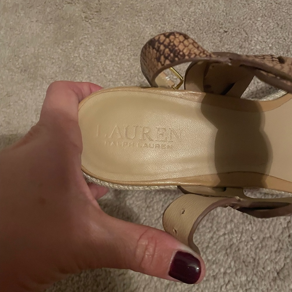 Ralph Lauren wedge tan sandals - Picture 2 of 7
